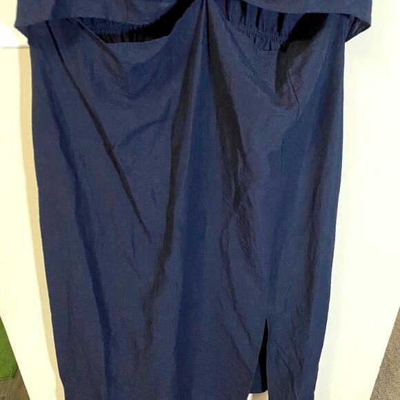 Old Navy Blue Short Sleeve Twist Front Cutout Midi Shirt Dress Linen Blend Sz 2X - Picture 4 of 13